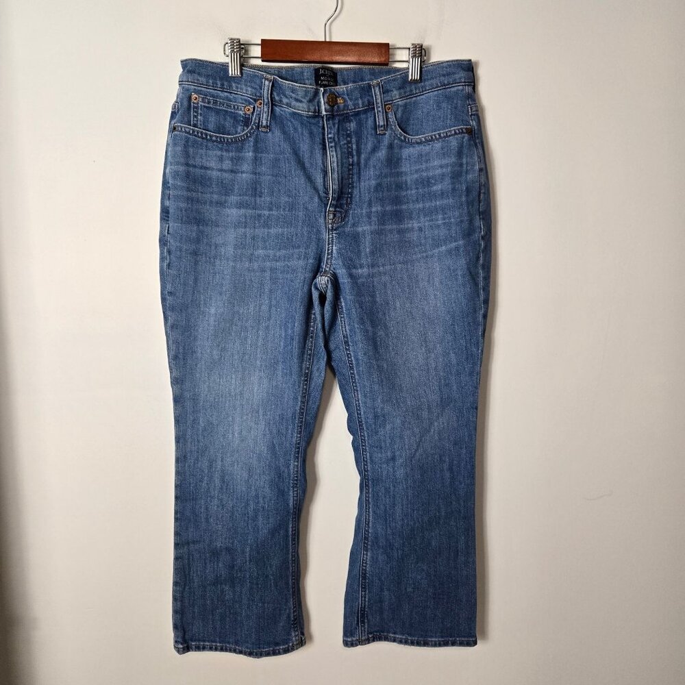 J Crew Women’s Size 30 Petite Mid-Rise Flare Crop Jeans Medium Wash